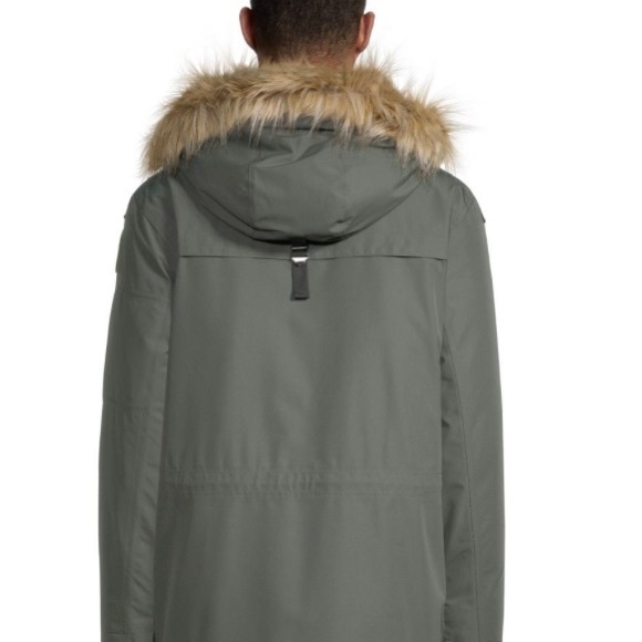 Green Winter Parka with Hood and Fur Trim - Picture 2 of 4